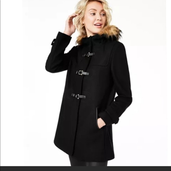 Cole Haan Signature black hooded duffel coat 2 - Picture 1 of 12